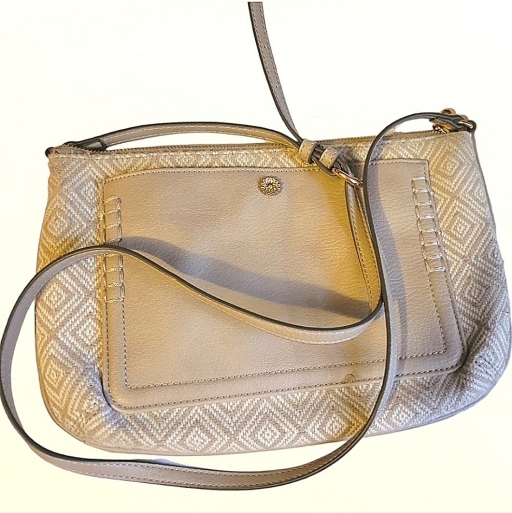 Knit Neutral Tone Beige Lauren Conrad Medium Crossbody Bag